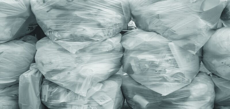 Garbage bags stacked on each other