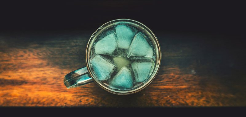 Top view of cup with several ice cubes