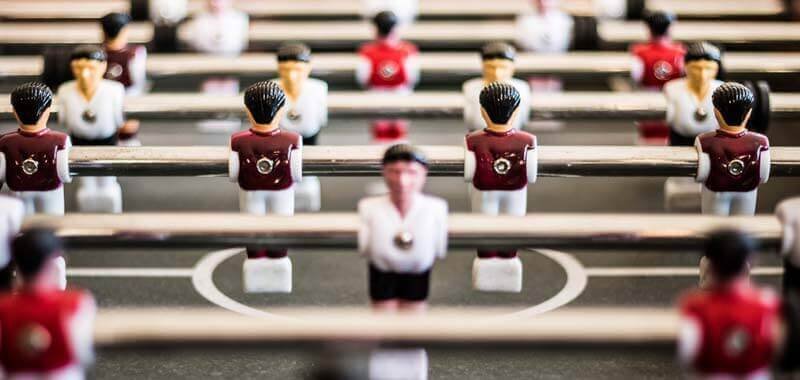 Close-up of foosball players