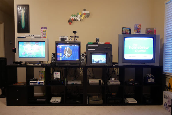 Oldschool Gaming Room with Consoles